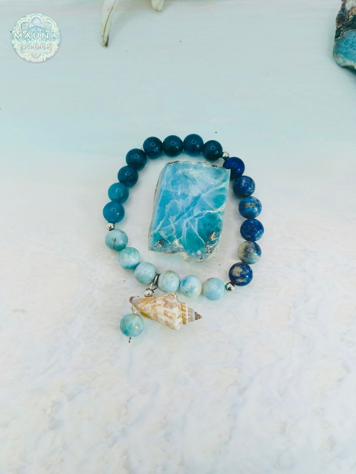 3 Seas Bracelet – Larimar, Apatite & Lapis Lazuli | Ocean-Inspired Healing Crystal Jewelry, Boho Bracelet